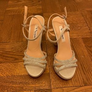 Nina silver platform sandal with rhinestones